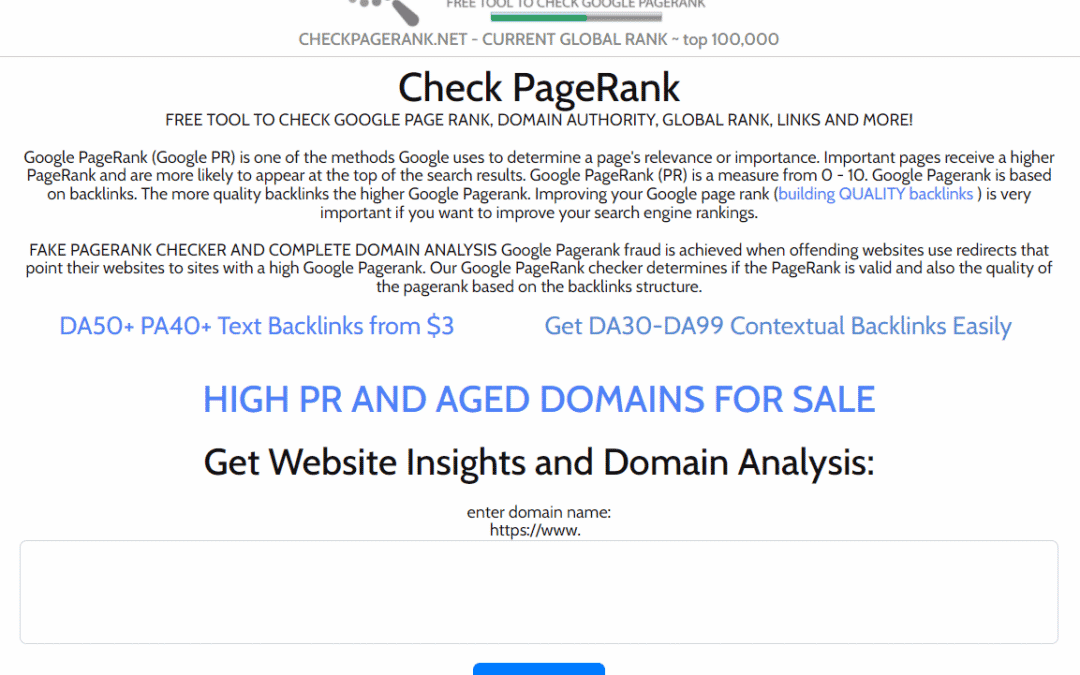 Checking a page's PageRank score