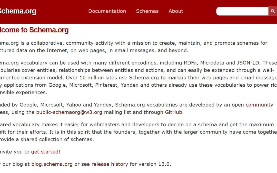 The Schema.org homepage