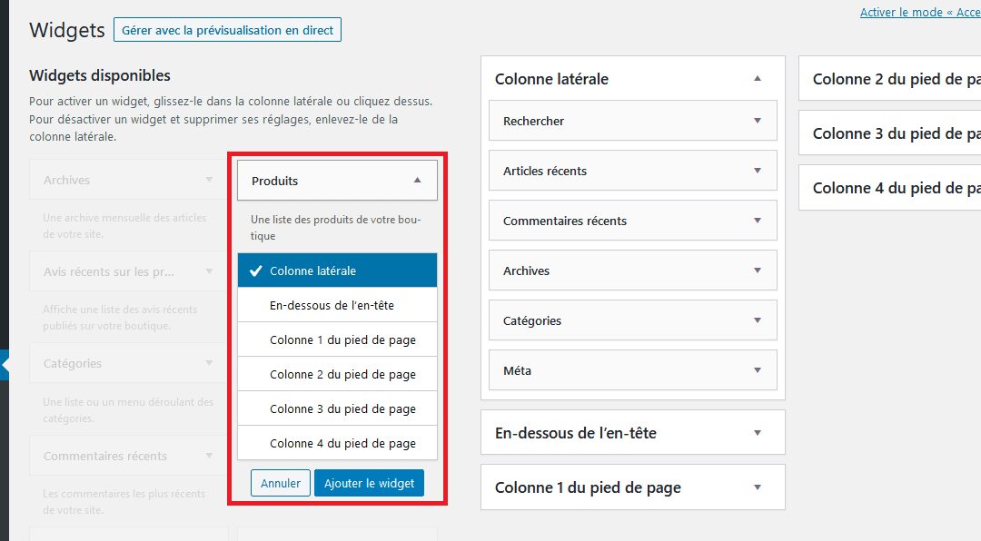 Widgets inclus avec WooCommerce – WooCommerce Docs