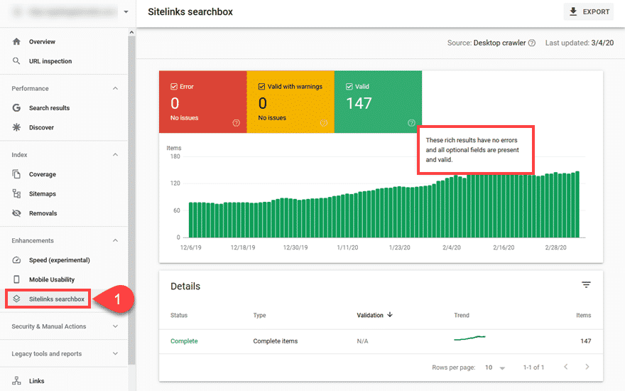 sitelinks report