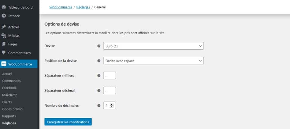 Devise de la boutique – WooCommerce Docs